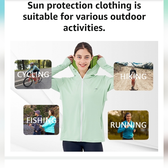 NWT medium Black UPF 70+ Sun Protection Hoodie Long Sleeve Sweater zip up - Picture 4 of 13